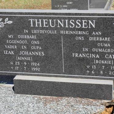 THEUNISSEN Izak Johannes 1924-1992 &amp; Francina Catharina 1924-2006