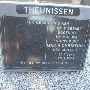 THEUNISSEN Maria Christina nee MULLER 1940-2005