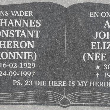 THERON Johannes Konstant 1929-1997 &amp; Anna Johanna Elizabeth THEART 1940-1998