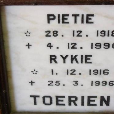 TOERIEN Pietie 1918-1990 &amp; Rykie 1916-1996