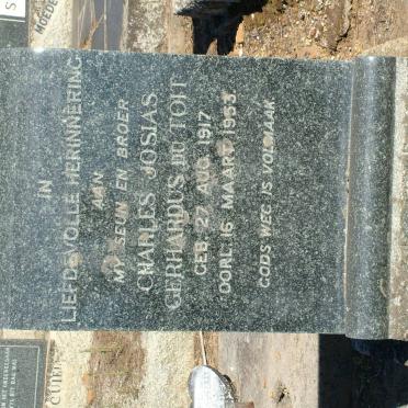 TOIT Charles Josias Gerhardus, du 1917-1953
