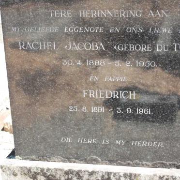 ? Friedrich 1891-1961 &amp; Rachel Jacoba DU TOIT 1888-1950