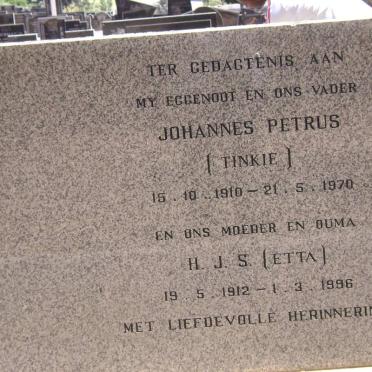 ? Johannes Petrus 1910-1970 &amp; H.J.S. 1912-1996