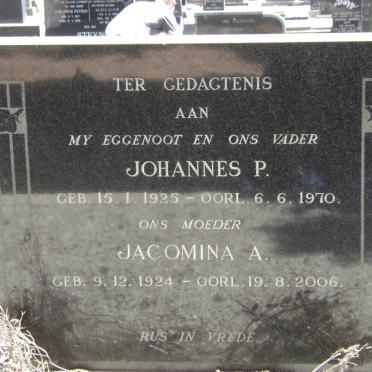 ? Johannes P. 1925-1970 &amp; Jacomina A. 1924-2006