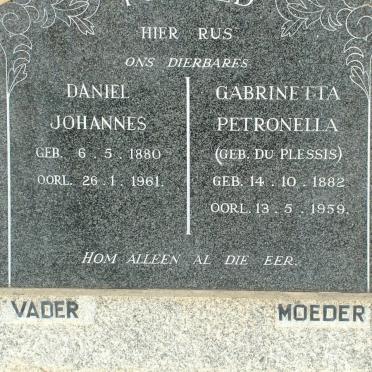 ? Daniel Johannes 1880-1961 &amp; Gabrinetta Petronella 1882-1959