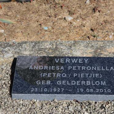 VERWEY Andriesa Petronella nee GELDERBLOM 1927-2010