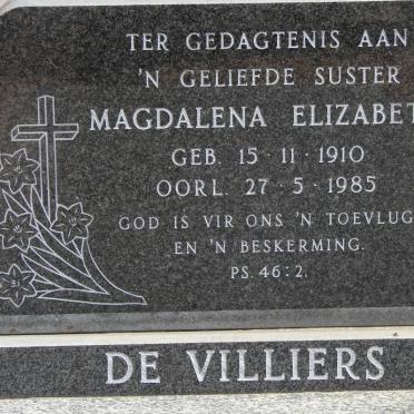VILLIERS Magdalena Elizabeth, de 1910-1985