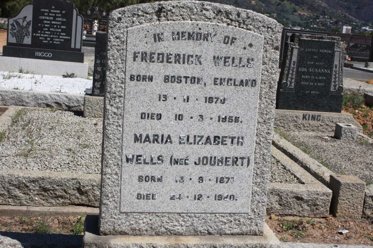 WELLS Frederick 1870-1956 & Maria Elizabeth JOUBERT 1877-1980