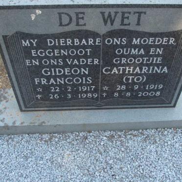 WET Gideon Francois, de 1917-1989 & Catharina 1919-2008
