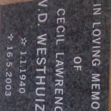 WESTHUIZEN Cecil Lawrence, V.D. 1940-2003