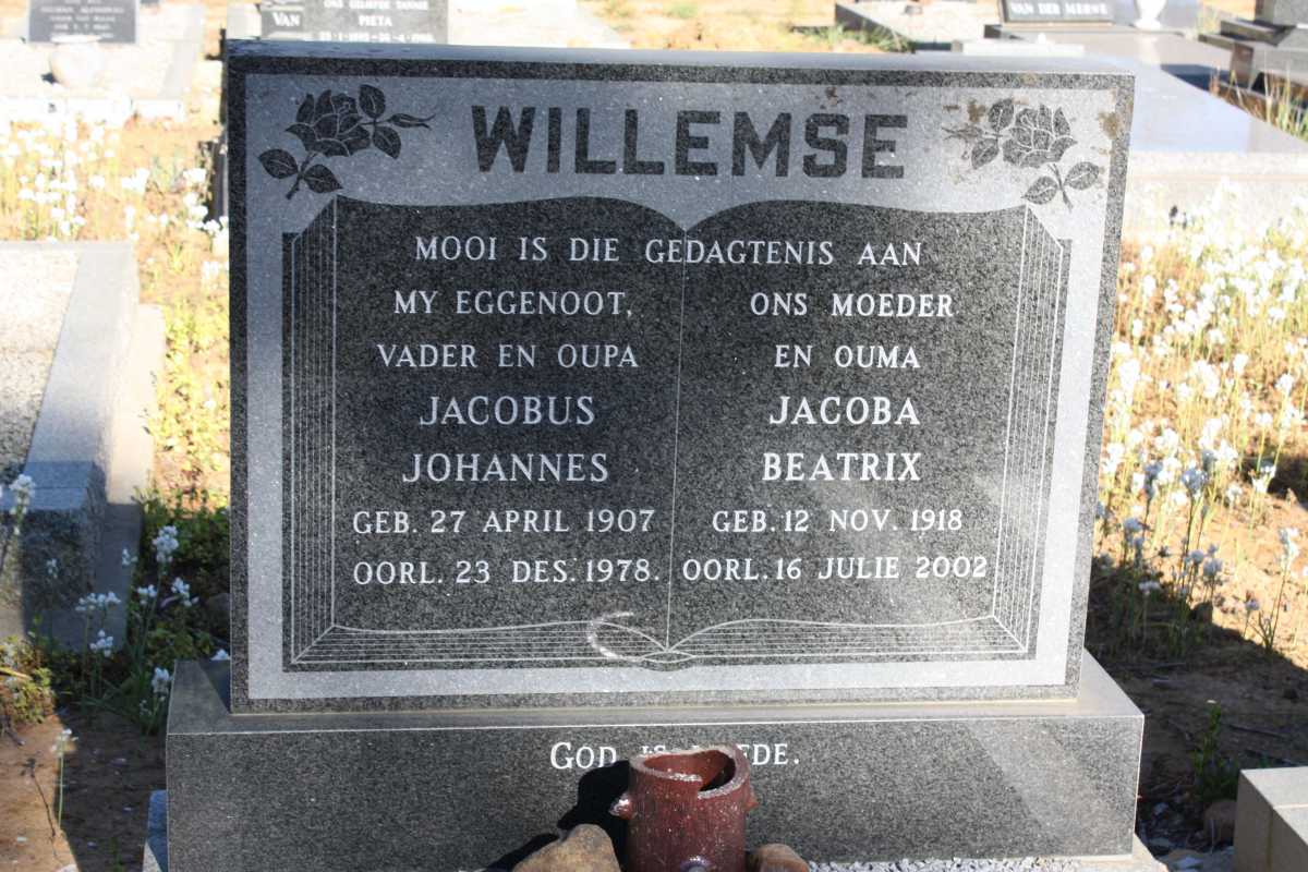 WILLEMSE Jacobus Johannes 1907-1978 & Jacoba Beatrix 1918-2002