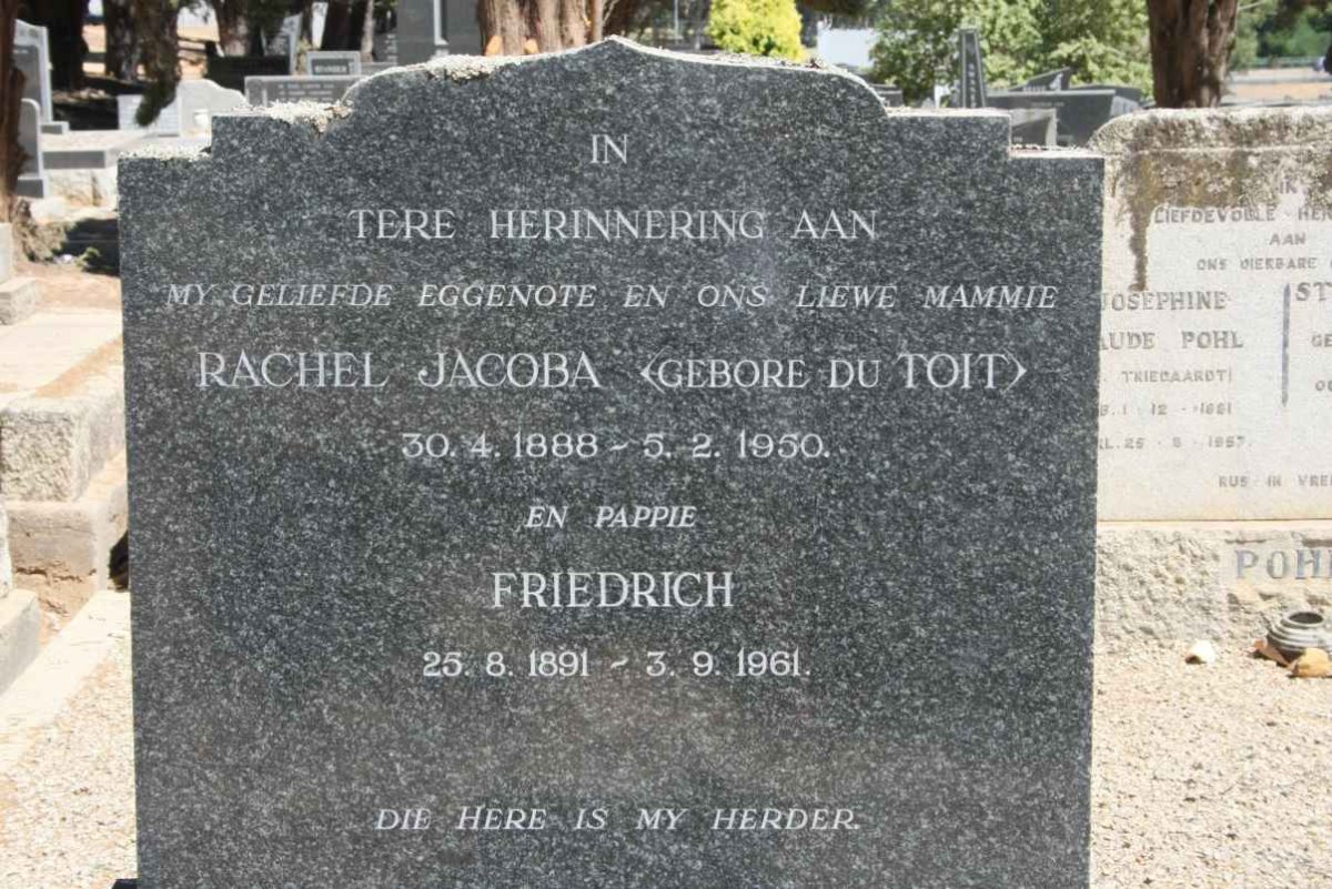 WILLE Friedrich 1891-1961 & Rachel Jacoba DU TOIT 1888-1950