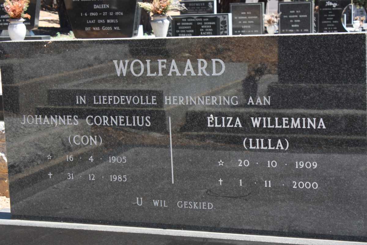WOLFAARD Johannes Cornelius 1905-1985 & Eliza Willemina 1909-2000