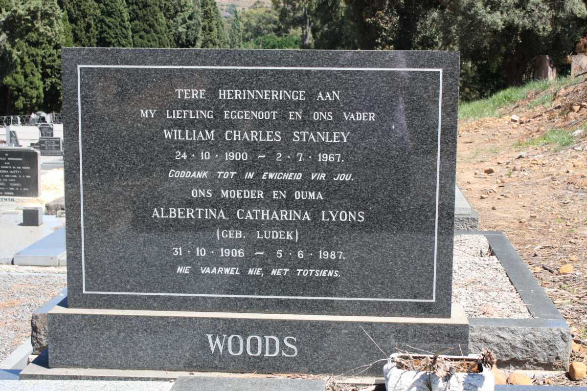 WOODS William Charles Stanley 1900-1967 & Albertina Catharina Lyons LUDEK 1906-1987