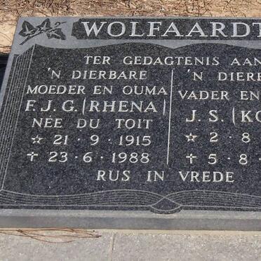 WOLFAARDT J.S. 1914-1990 & F.J.G. DU TOIT 1915-1988 