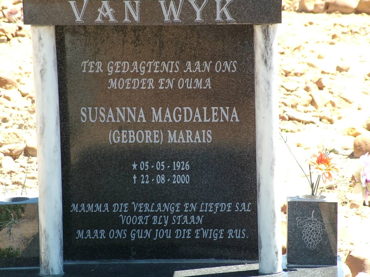 WYK Susanna Magdalena, van nee MARAIS 1926-2000