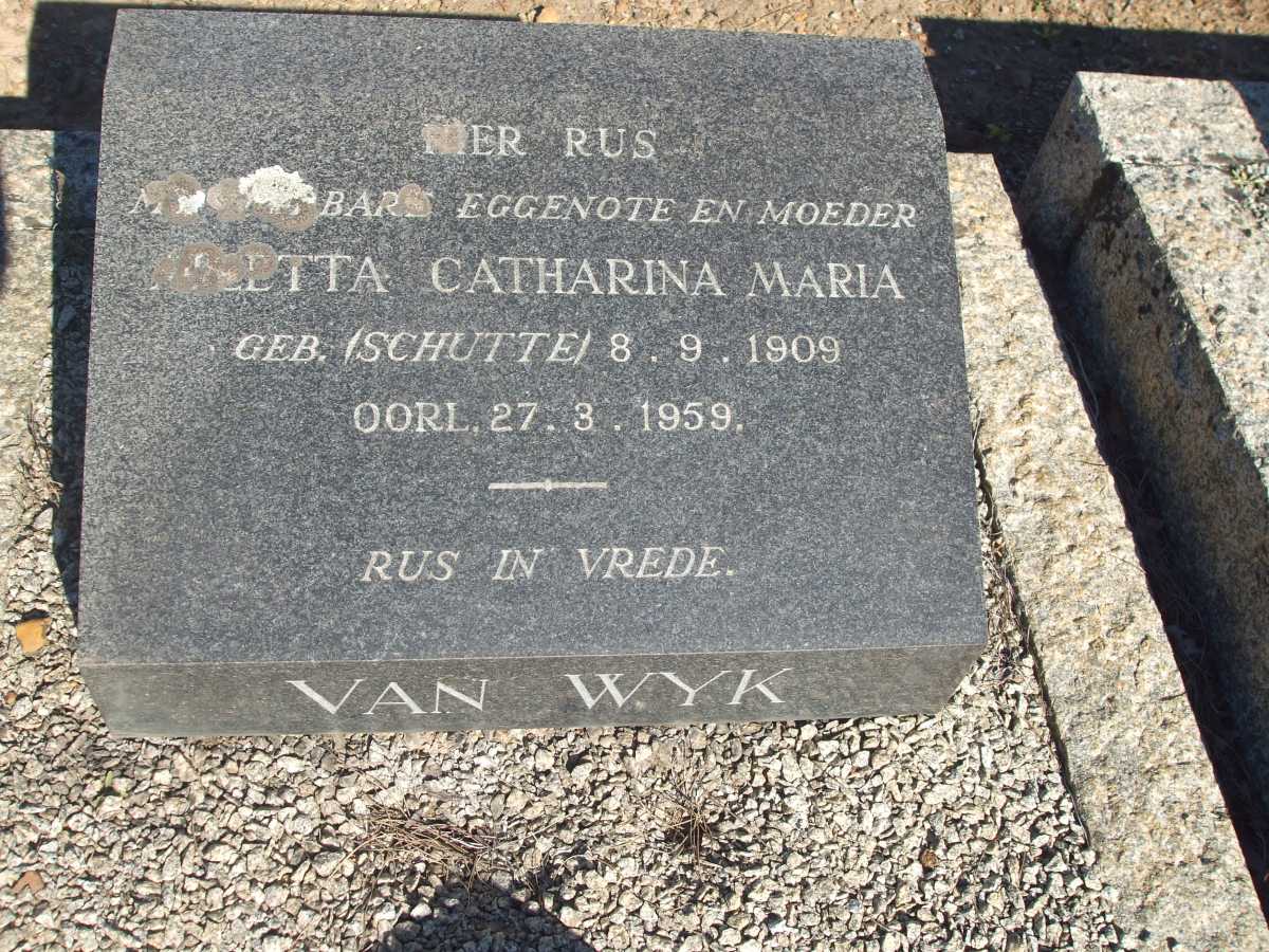 WYK Aletta Catharina Maria, van nee SCHUTTE 1909-1959