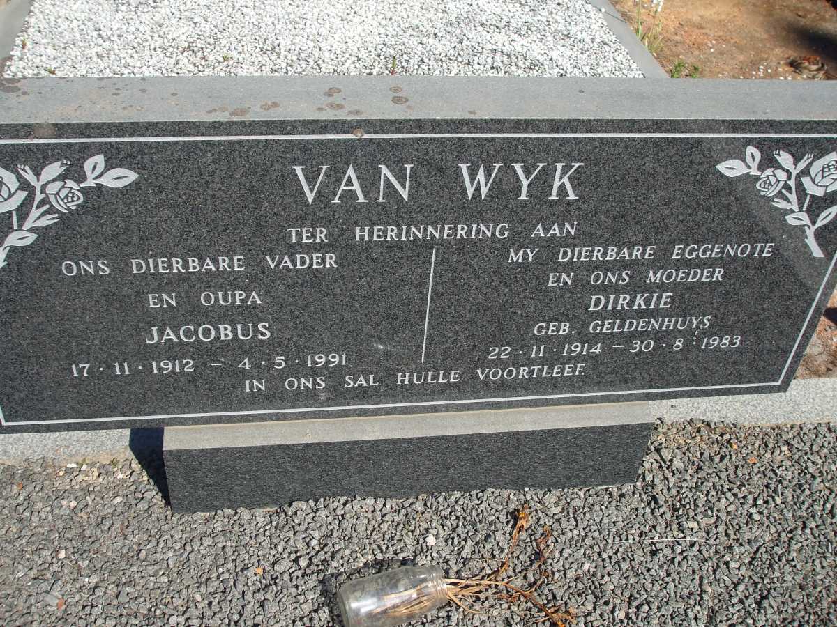 WYK Jacobus, van 1912-1991 & Dirkie GELDENHUYS 1914-1983