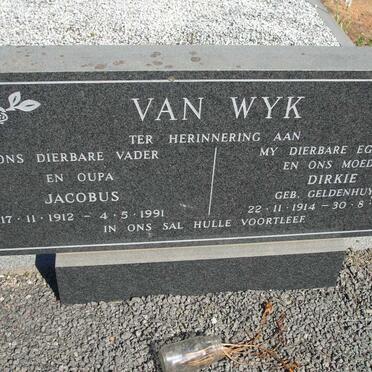 WYK Jacobus, van 1912-1991 & Dirkie GELDENHUYS 1914-1983