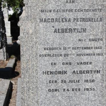 ALBERTYN Hendrik 1850-1935 &amp; Magdalena Petronella SMUTS 1853-1913