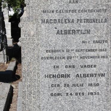ALBERTYN Hendrik 1850-1935 &amp; Magdalena Petronella SMUTS 1853-1913