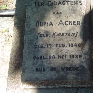 ACKER Ouma nee KIRSTEN 1846-1929