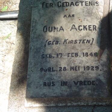 ACKER Ouma nee KIRSTEN 1846-1929