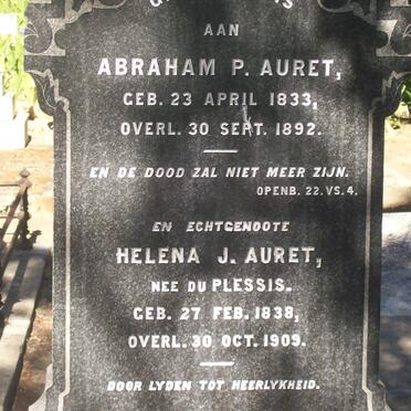 AURET Abraham P. 1833-1892 &amp; Helena J. DU PLESSIS 1838-1909