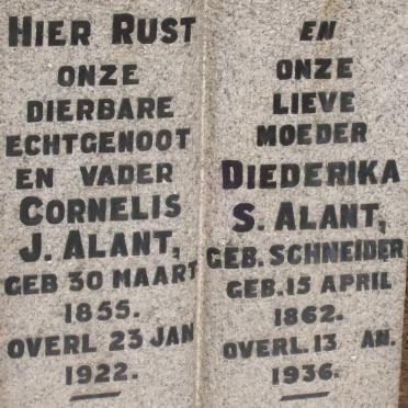 ALANT Cornelis J. 1855-1922 &amp; Diederika S. SCHNEIDER 1862-1936