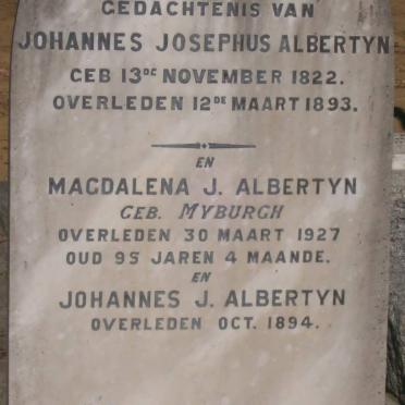 ALBERTYN Johannes Josephus 1822-1893 &amp; Magdalena J. MYBURGH -1937 :: ALBERTYN Johannes J. -1894