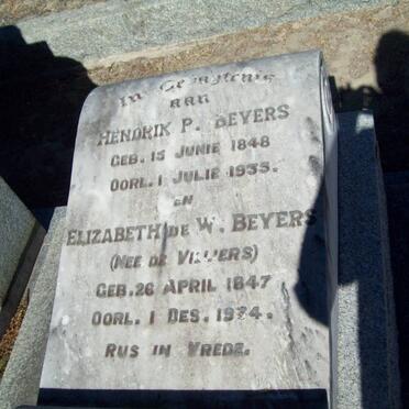 BEYERS Hendrik P. 1848-1935 &amp; Elizabeth de W. DE VILLIERS 1847-19?4