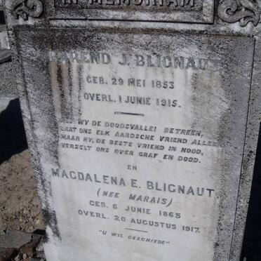 BLIGNAUT Barend 1853-1915 &amp; Magdalena E. MARAIS 1865-1917