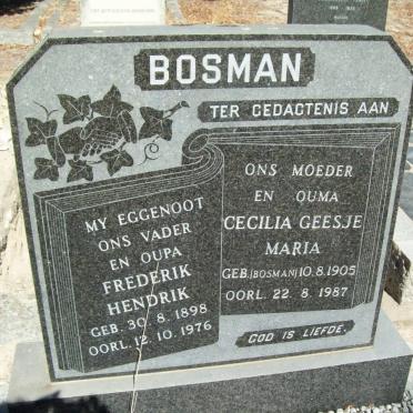 BOSMAN Frederik Hendrik 1898-1976 &amp; Cecilia Geesje Maria BOSMAN 1905-1987