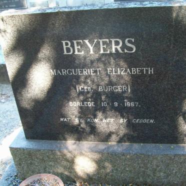 BEYERS Margueriet Elizabeth nee BURGER -1967