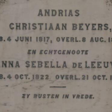 BEYERS Andrias Christiaan 1817-1894 &amp; Anna Sebella DE LEEUW 1822-1874