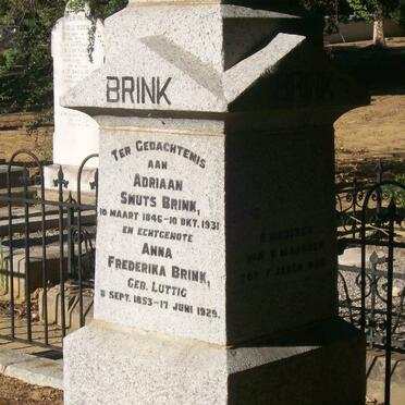 BRINK Adriaan Smuts 1846-1931 &amp; Anna Frederika LUTTIG 1853-1929
