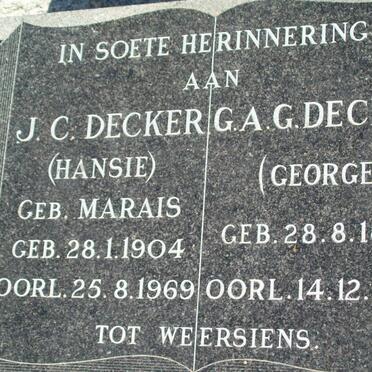 DECKER G.A.G. 1899-1978 &amp; J.C. MARAIS 1904-1969