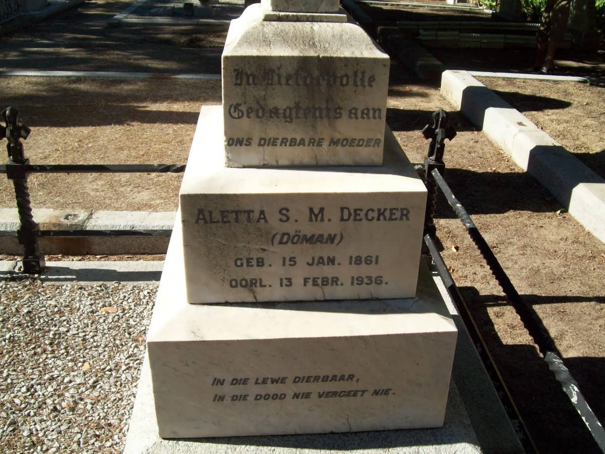 DECKER Aletta S.M. nee DOMAN 1861-1936