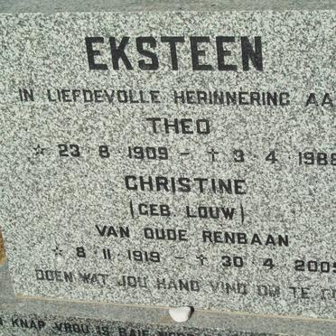 EKSTEEN Theo 1909-1988 &amp; Christine LOUW 1919-2005