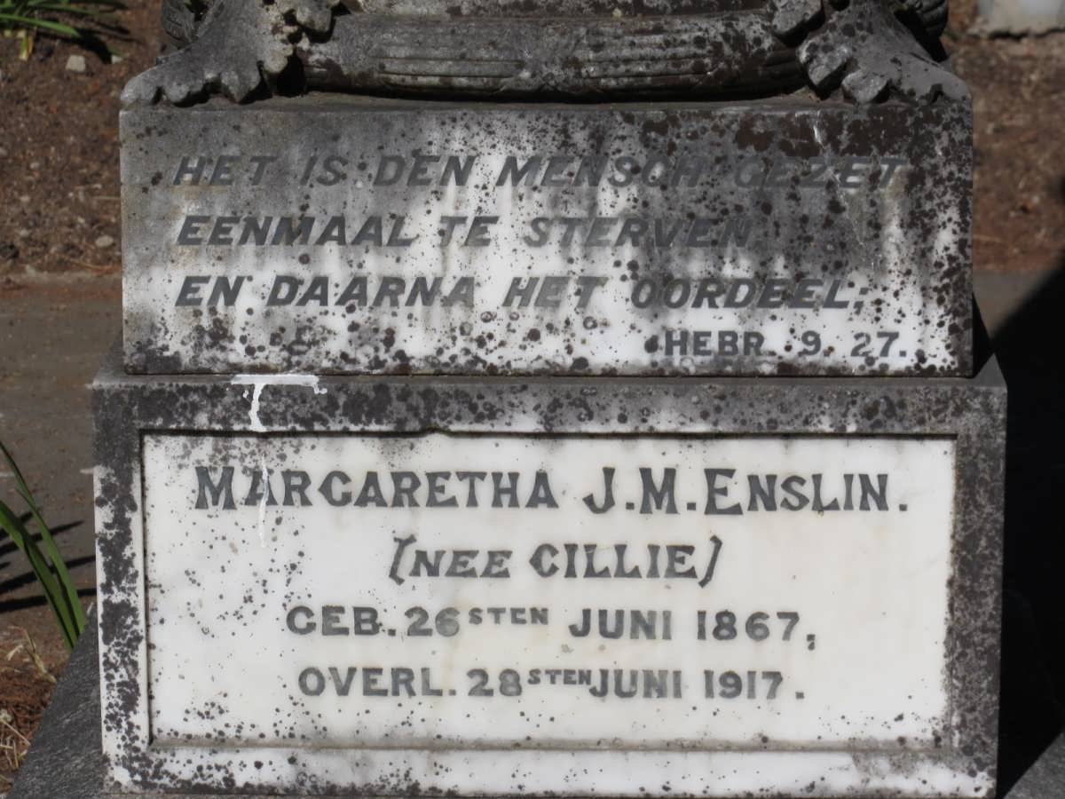 ENSLIN Margaretha J.M. nee CILLIE 1867-1917