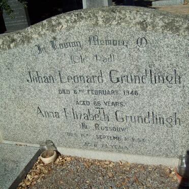 GRUNDLINGH Johan Leonard -1946 &amp; Anna Elizabeth ROSSOUW -1954