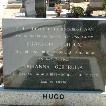 HUGO Francois Le Roux 1891-1965 &amp; Johanna Gertruida MALAN 1897-1975