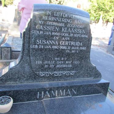 HAMMAN Cassien Klaassen 1868-1954 &amp; Susanna Gertruida 1892-1982