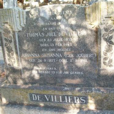 JOUBERT Thomas Joel, de 1875-1947 &amp; Johanna Susanna JOUBERT 1877-1961