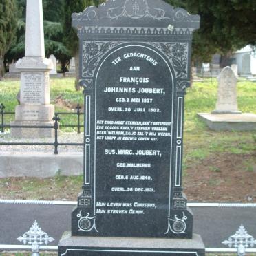JOUBERT Francois Johannes 1837-1902 &amp; Susanna M. MALHERBE 1840-1921