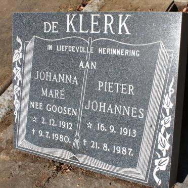 KLERK Pieter Johannes, de 1913-1987 &amp; Johanna Mare GOOSEN 1912-1980