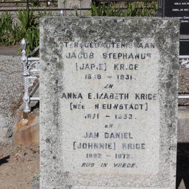 KRIGE Jacob Stephanus 18?8-1931 &amp; Anna Elizabeth NIEUWSTADT 18?1-1933 :: KRIGE Jan Daniel 1892-1972