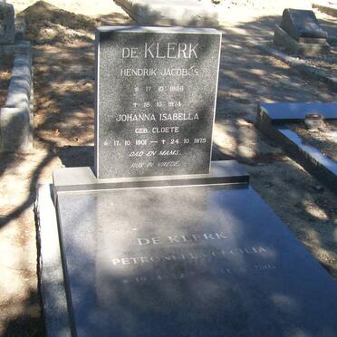 KLERK Hendrik Jacobus, de 1898-1974 &amp; Johanna Isabella CLOETE 1901-1975 :: DE KLERK  Petronella  Cecilia 1932-2002