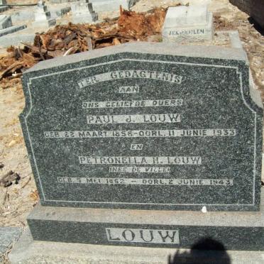 LOUW Paul J. 1858-1933 &amp; Petronella H. DE VILLE 1862-1943