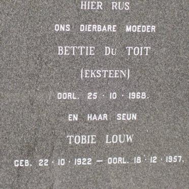 LOUW Tobie 1922-1957 :: DU TOIT Bettie nee EKSTEEN -1968